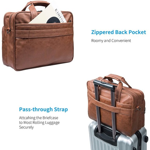 PU Leather Men's Briefcase - Travel Briefcase Handmade Messenger Bags Laptop Bag - Picture 5 of 5